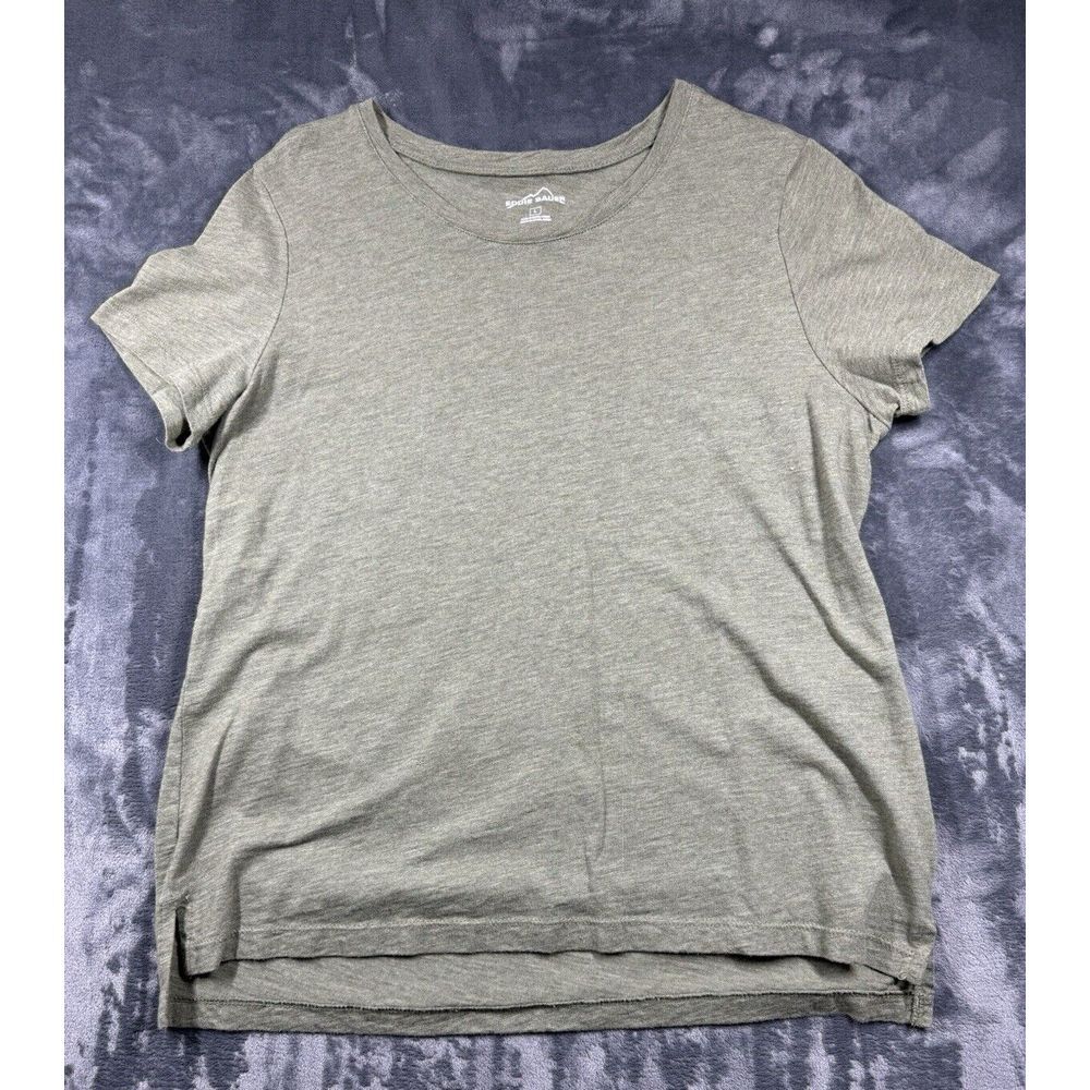 Eddie Bauer Womens T-Shirt Top Size Large Olive‎ Green Short Sleeve